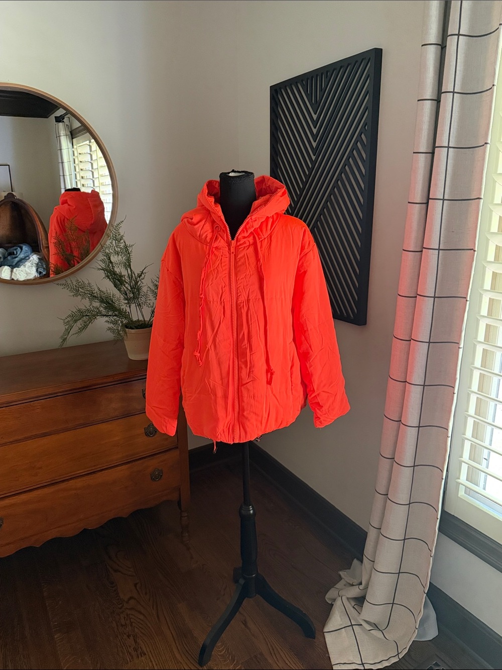 JODIFL Vibrant Orange Hooded Puffer Coat medium